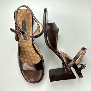 Vintage Paloma metallic brown leather heeled sandals